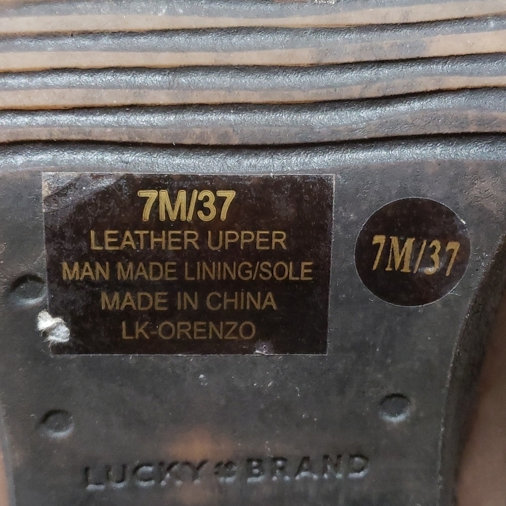 Lucky brand brown leather heeled boots strapped euc - Picture 11 of 12